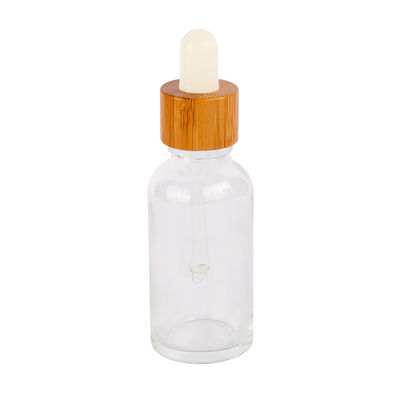 Round Cosmetic Dropper Bottle Bamboo Glass Dropper Bottle 15ml 20ml 30ml 50ml 100ml