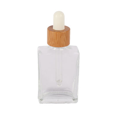 30ml 50ml 100ml Square Clear Glass Dropper Bottle Eco Friendly Bamboo Essential Oil Bottle