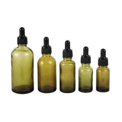 Olive Green Glass Tincture Bottles Essential Oil Glass Dropper Bottles 5ml 10ml 15ml 20ml 30ml