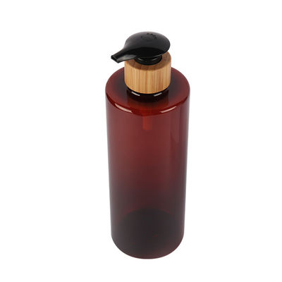 60ml 80ml 100ml 120ml 150ml 180ml 200ml 250ml 300ml Amber Flat Shoulder PET Bottle With Natural Bamboo Lotion Pump