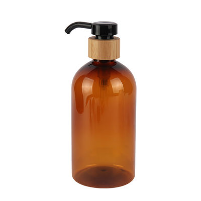 Long Nozzle Bamboo Lotion Pump Bottle 200ml 300ml 500ml Cosmetic PET Bottle